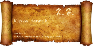 Kupka Henrik névjegykártya